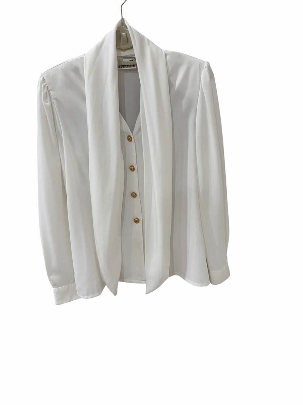 Vintage 90’s Long Sleeve Blouse with Shawl Collar and Decorative Gold Buttons - Picture 2 of 8